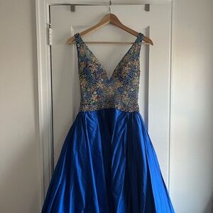 Jovani Royal Blue Beaded Pageant Gown